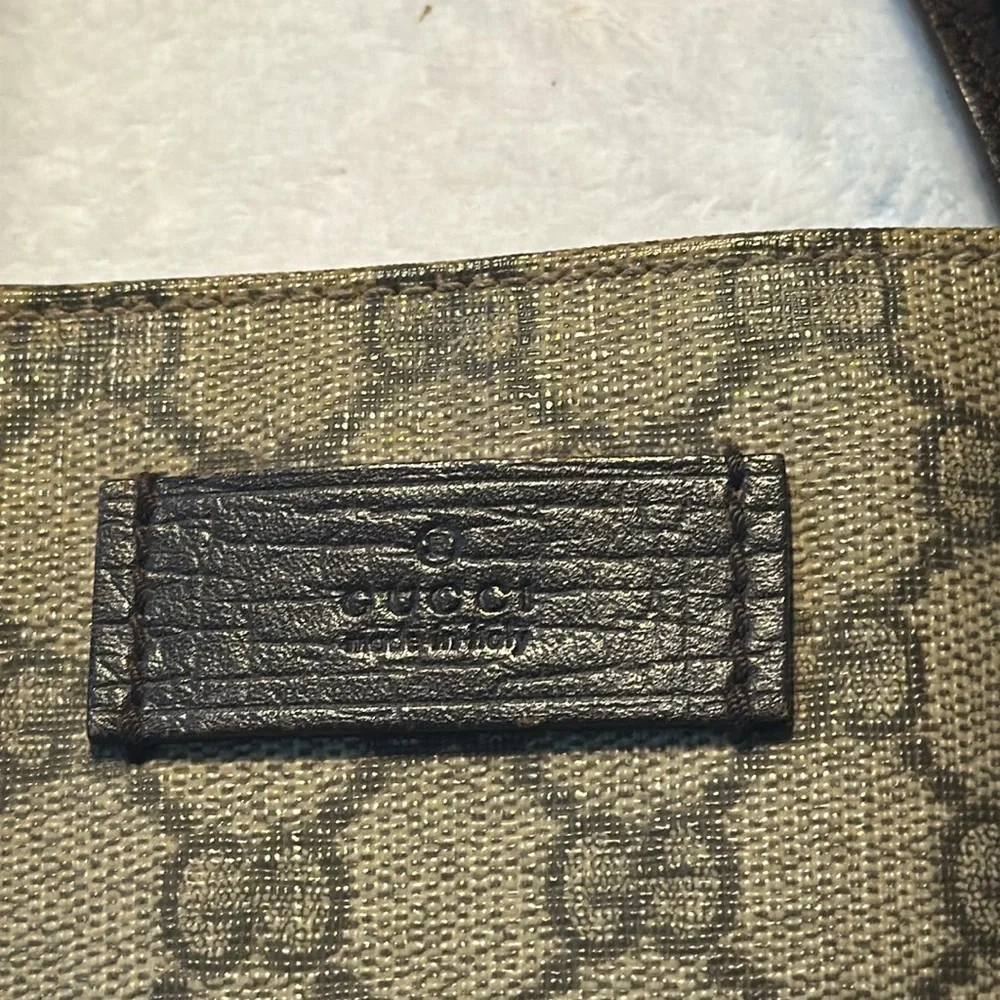 Gucci Monogram Canvas Tote with Dark Brown Leather Handles